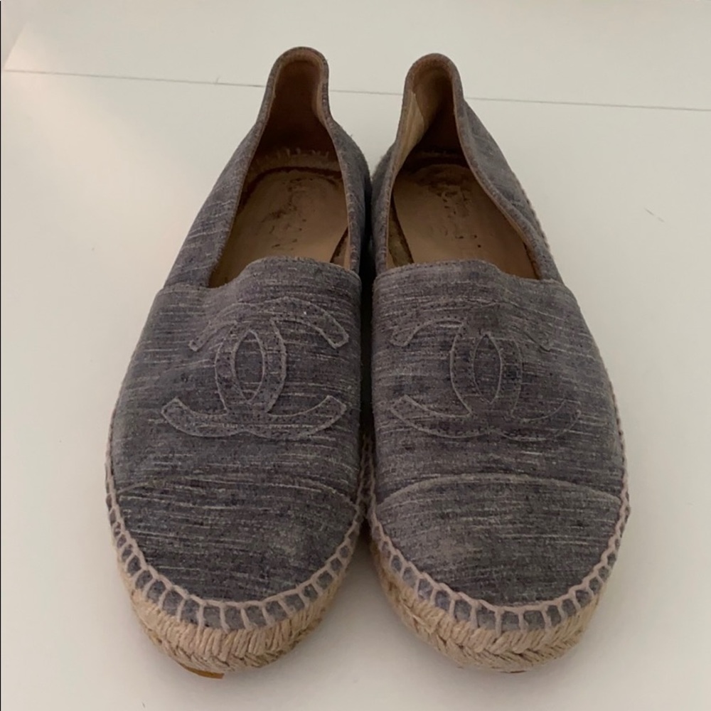 Chanel Straited Suede Espadrilles
